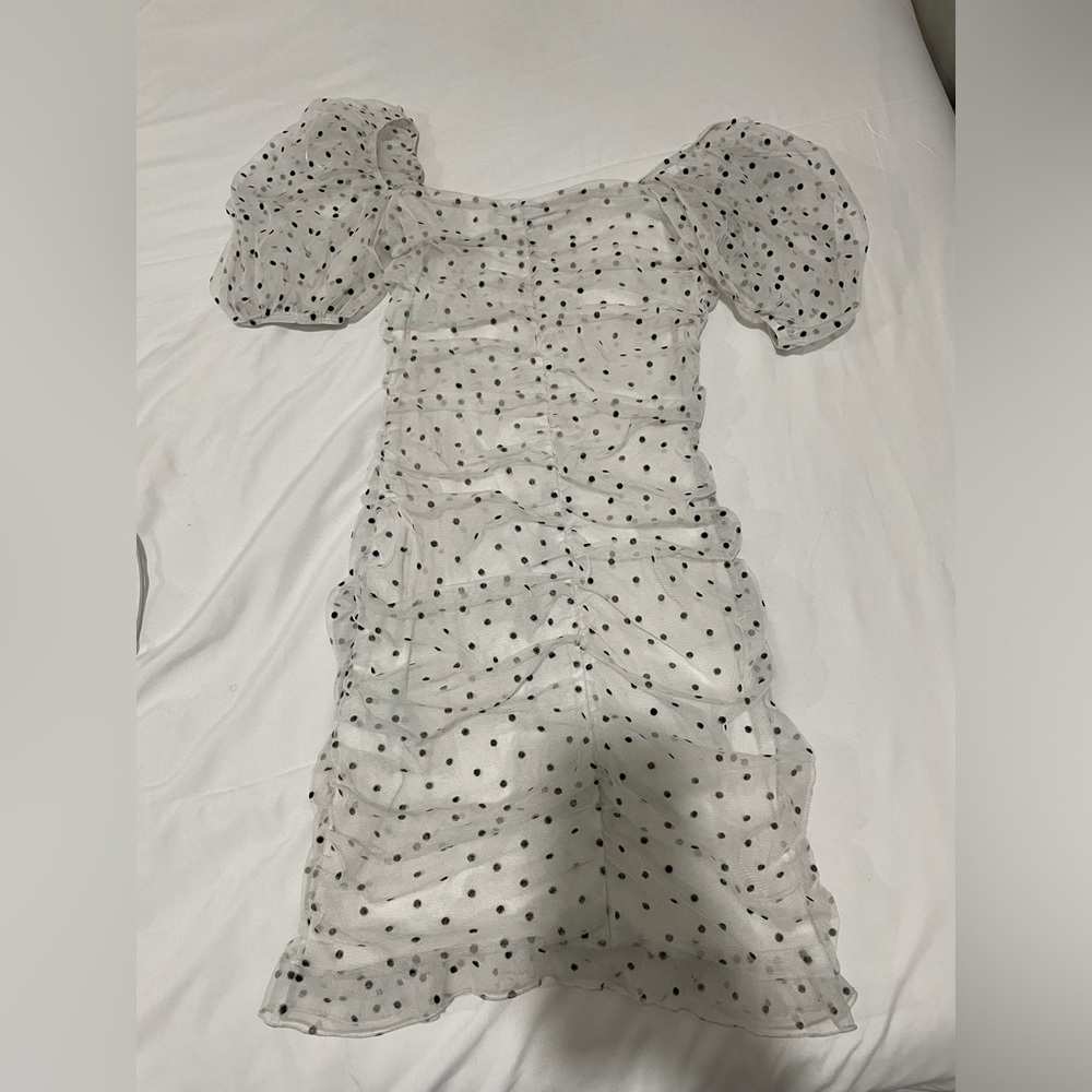 Polka dot short sleeve mini dress
